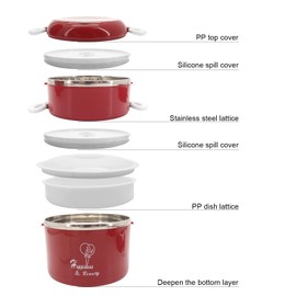 Beowanzk Thermo Lunchbox,Brotdose Edelstahl mit Fächern für Erwachsene und Kinde,Bento Box mit Lsoliertasche,Lunch Box Bentobox Auslaufsicher BPA-frei (Rot)