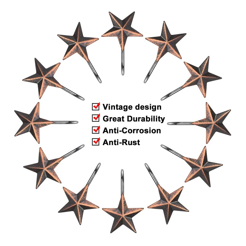 AGPtek Star Decorative Rustic Shower Curtain Hooks for Home Bathroom,