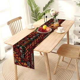 Sunwer Juneteenth Table Runner African American Heritage Festival Holiday Party Decoration Home Kitchen Island Dining Room Decor 72Inches Long