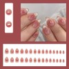 Almond Press on Nails Cat's Eye Fake Nails Glitter False
