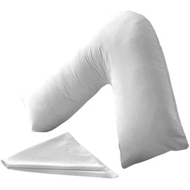 V Shaped Pillow case, 350 THREAD COUNT, 100% COTTON SATEEN, Plain Dyed Orthopaedic, Size: 84cm x 34cm, COLOR SILVER