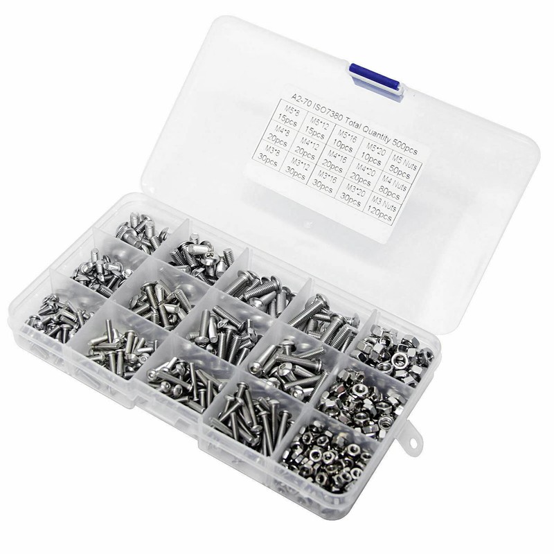 500x M3/M4/M5 Stainless Steel Hex Socket Button Head Bolts Screws