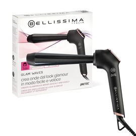 Bellissima Glam Waves, Lockenstab, konische Form, Display, 5 Temperaturen, Diamon-Keramik- und Keratin-Beschichtung, konstante Hitze, Anti-Verbrühungsspitze, schnelles Aufheizen