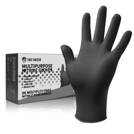 Infimor Nitrile Disposable Gloves 8 Mil Heavy Duty Industrial Nitrile Gloves with Diamond Texture, Medium, Pack/50