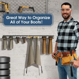 zacurter Boot Rack, Wader Hangers for wall, Metal Wall Mounted Shoe Racks, 4 Pair Boot Organizer for Tall Boots and Cowboy shoes, Boots Trays for Entryway,Garage (2 Pack)