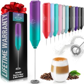 Zulay Kitchen Powerful Milk Frother Wand - Mini Handheld Stainless Steel - Battery Operated Drink Mixer for Coffee, Lattes, Cappuccino, Matcha - Froth Mate Gift - Aurora