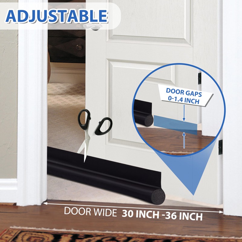 MAXTID Door Draft Stopper 36 Inch Black Adjustable Door Draft