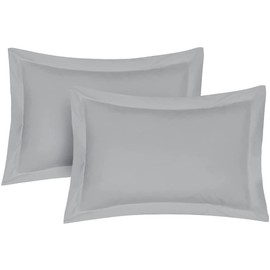 Pillow Shams 2 Pack Oxford Pillowcases, 100% Poly-Cotton Ultra Soft Premium Quality Bedroom Pillow Case Cover - Decorative Standard Pillow Covers 50x75cm (Silver)
