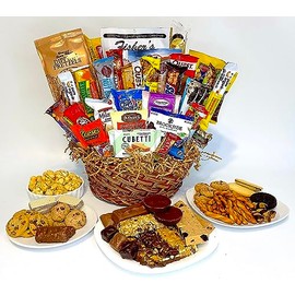 Gourmet Gift Basket filled with Protein Bars, Chocolates, Snacks, Popcorn, and more! A blend of sweet and healthy treats to show you appreciation!