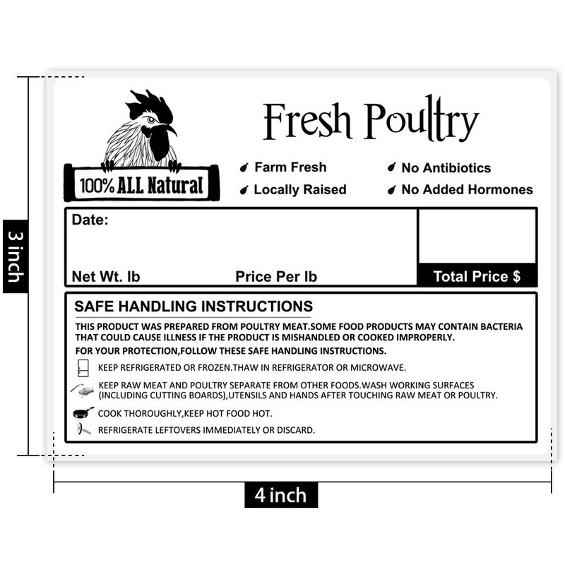 Morepack Poultry Freezer Labels, 50 Pcs 4x3 Inches