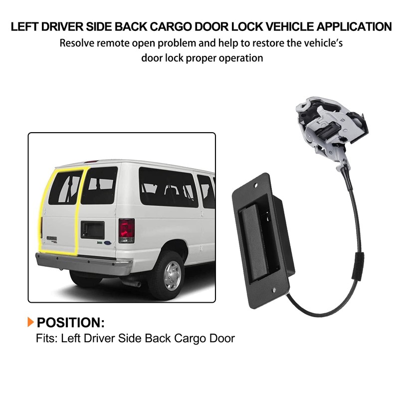 SYERAL E150-E350 Vans Rear Door Latch Assembly 8C2Z-15431A03-A Compatible with