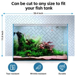 Hygger CO2 Aquarium Background Paper Decor Fish Tank Backdrop Wallpaper Electrostatic Adhesive, No Glue, Easy to Install, Reusable (11.8“H×39.4”L, Grid Transparent)