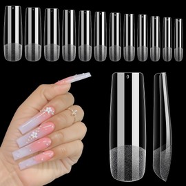 Adonafy Tips for Gel Nails, Pack of 240: Soft Gel X Nail Tips for Beginners - Length Full Cover Nail Tips for Nail Technicians - Acrylic Artificial Nails for Salon Nail Studios