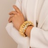 Zaquki Chunky Gold Bangle Bracelets for Women 14K Gold Plated