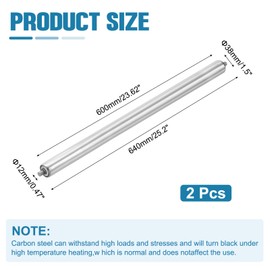 MECCANIXITY Stainless Steel Conveyor Roller 1.5" Diameter 24" Length Gravity Transmission Replacement Part Galvanized End (Silver, Pack of 2)
