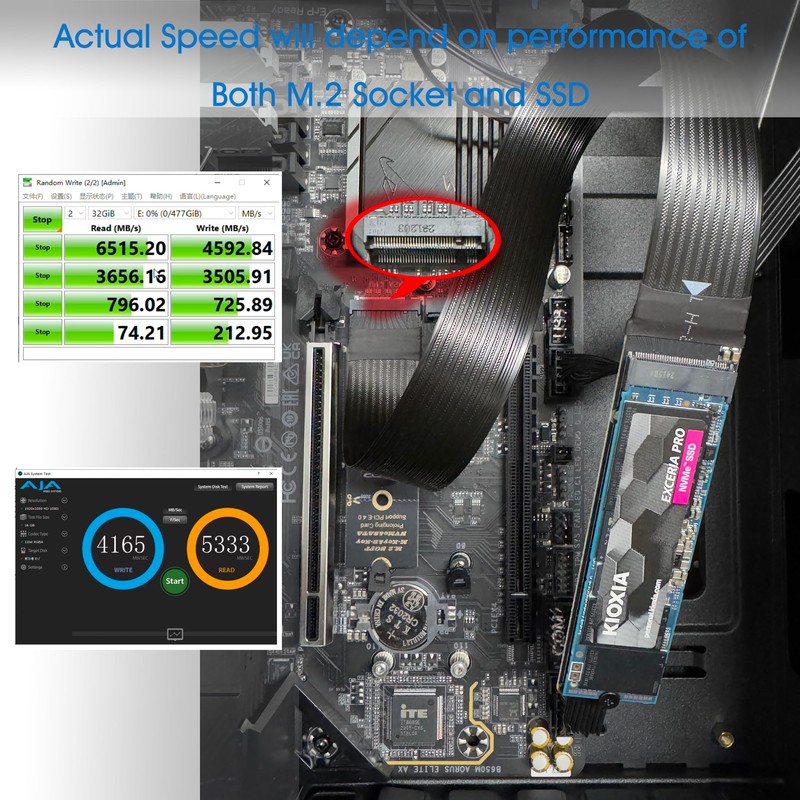 RIITOP M.2 NVMe Extension Cable, NVMe Extender for Both M