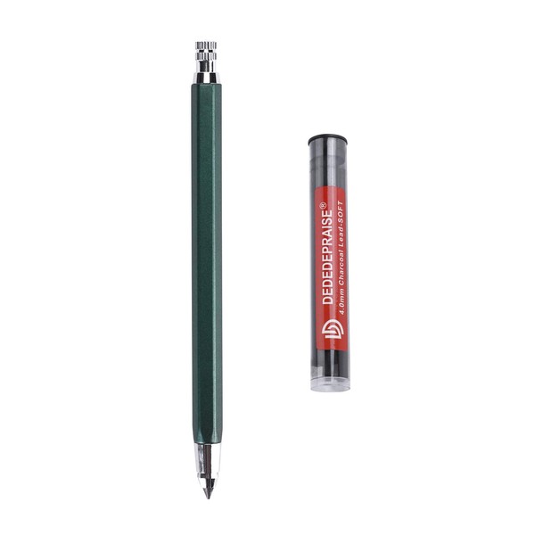 Mechanical Pencil, 4 mm, Automatic Pencil, 8 Charcoal Pencils, Metal