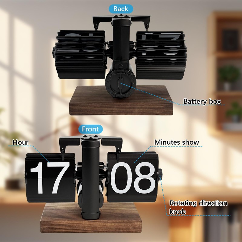 Digital Folding Clock, Retro Automatic Mechanical Flip Clock with Secure