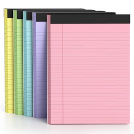 AILZFEI 5 Pack Colored Legal Pads 8.5 x 11 College Ruled Paper Note Pads Narrow Ruled 50 Sheets per Notepad Perforated Writing Pad Durable Sturdy Back 8x11 Pads of Paper Pink Purple Blue Green Yellow