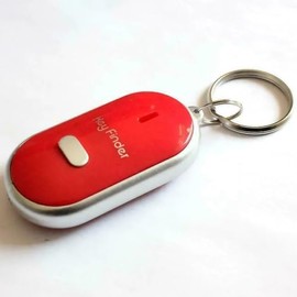 Key Finder Locator with Sound & LED Flashlight, Whistle Voice-Activated Anti-Lost Keychain Locator for Lost Keys, Wallet, Phone, Pet Collar, Smart Beeping Item Finder Gift (Red)
