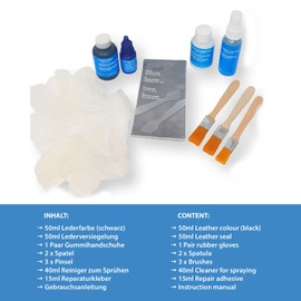 ATG Autozubehör-Teile-Gerl, 4in1 Leder Reparatur Set glänzend, Beschädigungen reparieren leicht gemacht, schwarz, S