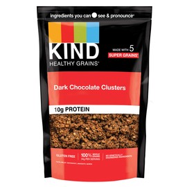 KIND Healthy Grains Granola, Dark Chocolate Clusters, Healthy Snacks, Gluten Free, 100% Whole Grains, 10g Protein, 11oz, 1 Count
