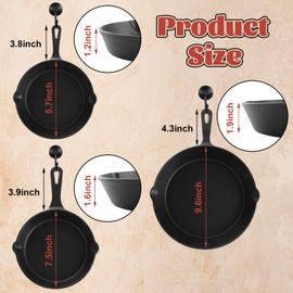 QTLCOHD 3 Pcs Cast Iron Skillet Set, 6, 8, 10 Inch Non Stick Cast Iron Frying Pans with Heat-Resistant Handles for Stove, Oven, Grill & Campfire, Black