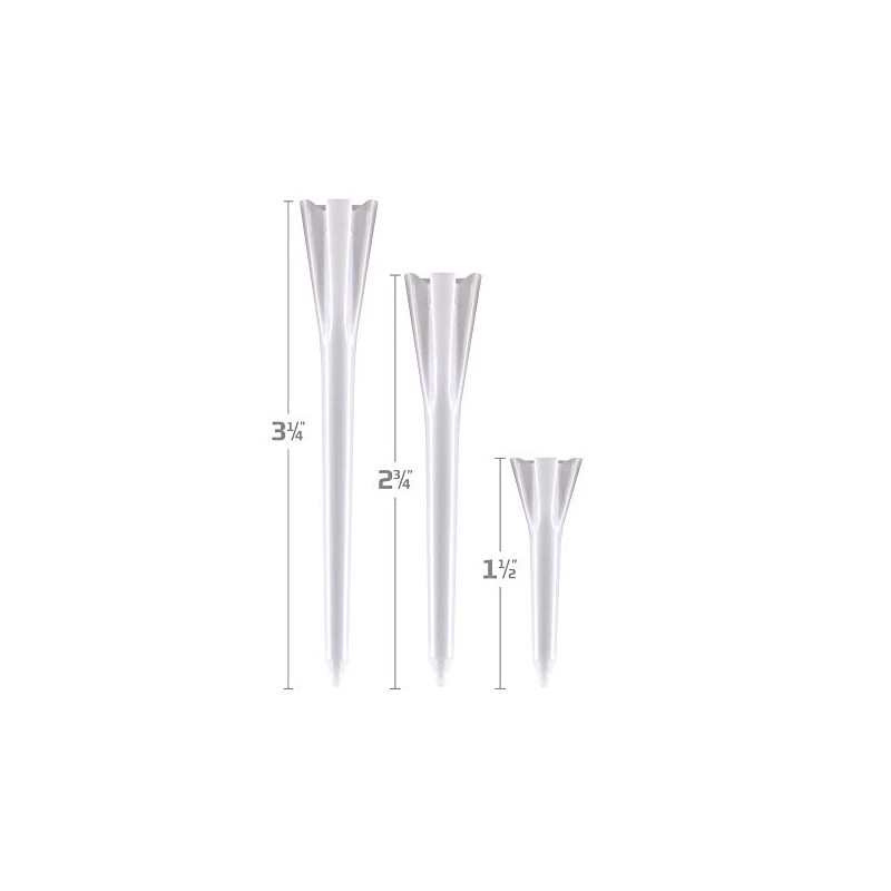 IZZO Golf Plastic Golf Tees, 1.5 Inch, White (Pack of