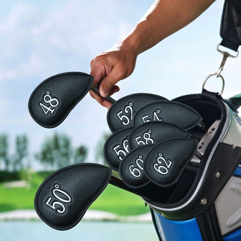 Golf Iron Covers Velcro Closure Headcover Set of 8 (48°50°52°54°56°56°6°60°62°)