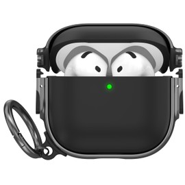 Maxjoy for AirPods 4 Case with Lock, Cute AirPods 4 Case Lock Protective Hard AirPod 4 Generation Cover for Women Men with Keychain Clip for AirPod 4th Generation Cover 2024, Black