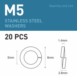 BOUMVID Pack of 20 Spring Washers M5, Spring Washer Shape B after Spring Ring Smooth, 304 Stainless Steel DIN 127 A2 V2A Spiral Spring Washers Spring Washers Spring Washers
