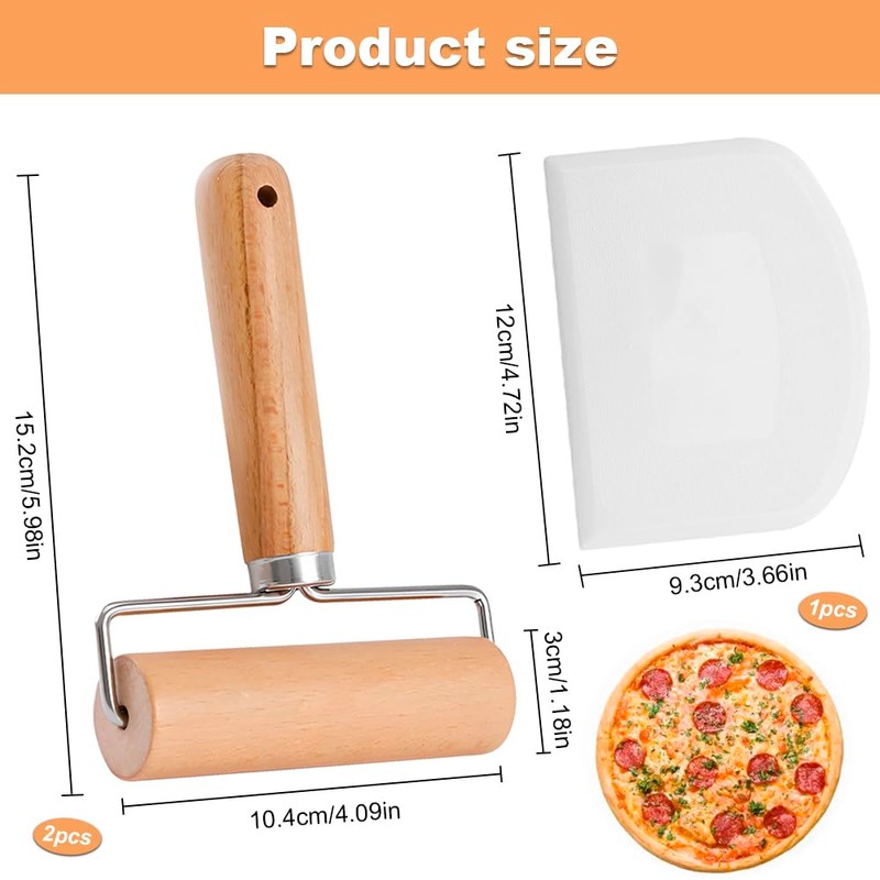 2 PCS Small Wooden Rolling Pin & Roller Set -