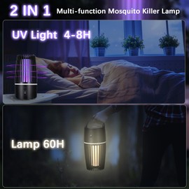 Wrischan 4000mAh Insektenvernichter Elektrisch, 2 in 1 Mückenfalle mit UV-Lampe, Mückenlampe,Insektenfänger mit USB Wiederaufladbarer, Mosquito Killer für Schlafzimmer Camping Garten Innen und Aussen