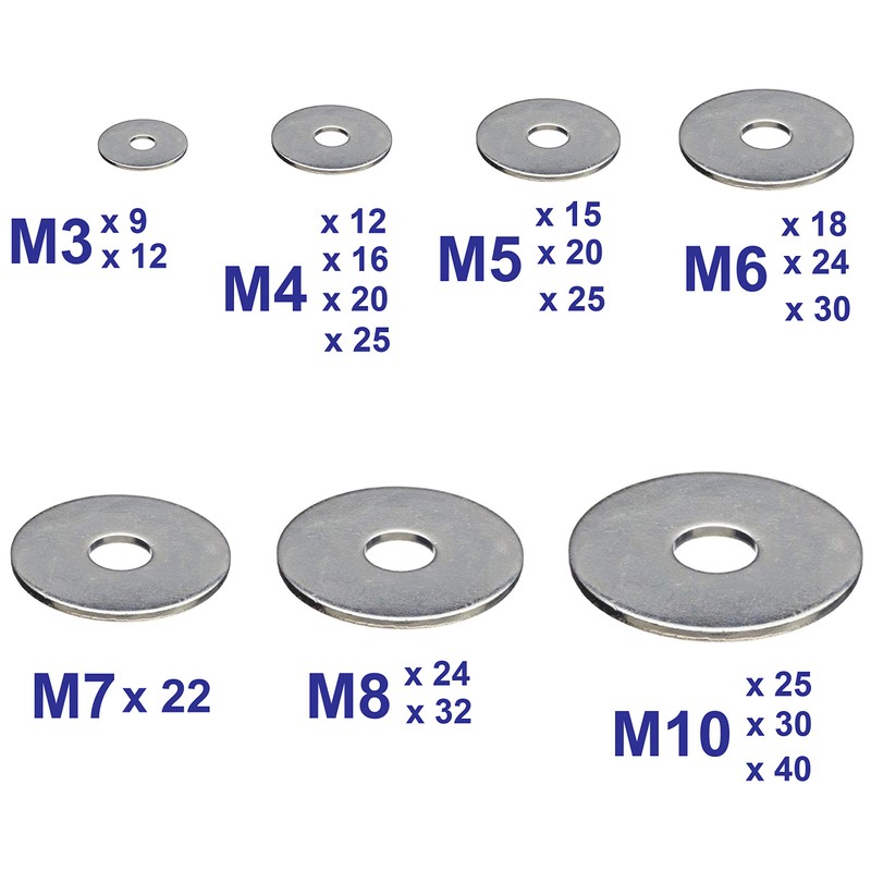 M5 x 20mm Penny Repair Flat Washers Mudguard A2 Stainless
