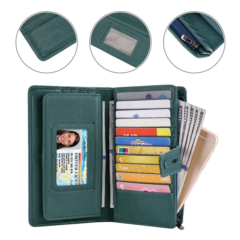 Itslife Cartera para mujer, de gran capacidad, con bloqueo RFID,