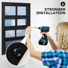 NOTASA Shed Windows 2 Pack, Chicken Coop Windows 12" x 18" with Tempered Glass and Fiberglass Screen, Flush Mounted Small Window for Shed, Barns, Playhouse, Household, Garage (Black)