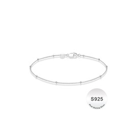 TINGN Silver Gold Bracelet for Women S925 Sterling Silver Stackable Elegant Link Italian Chain Bracelet with 1.7 mm Ball Bead