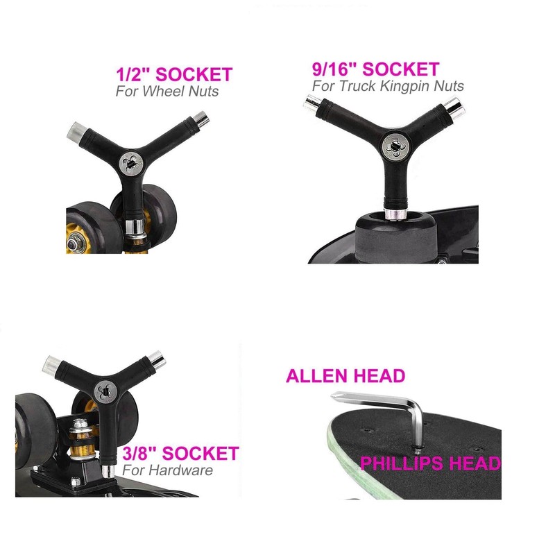 HIGHROCK All-in-One Skate Tools Multi-Function Portable Skateboard T Tool, Y