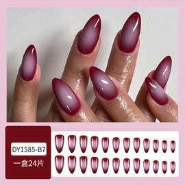 Almond Shape Press on Nails Long Glossy Gradient Fake Nails Ombre Acrylic Glue on Nails Reusable Full Cover Stick on Nails for Women DIY Salon Nail