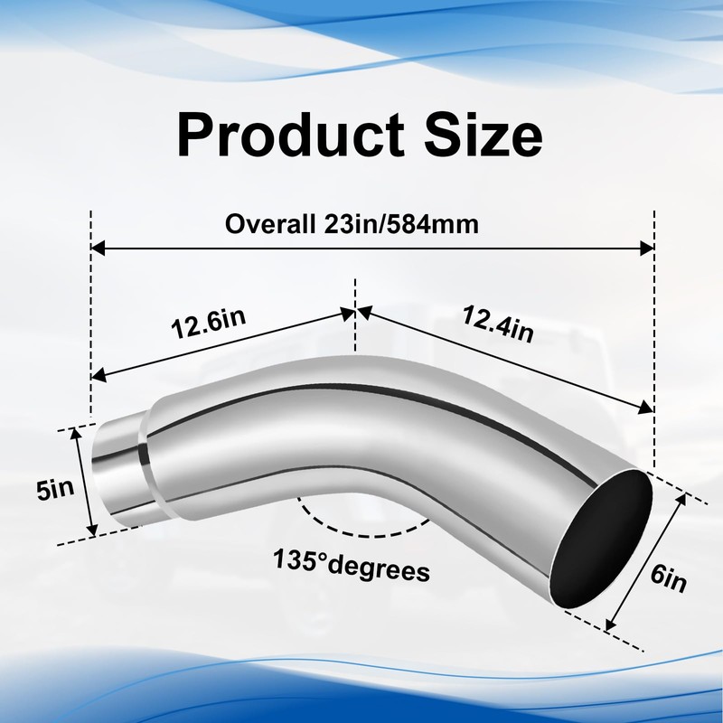 Floshine Diesel Exhaust Elbow Tip, Side Exit Exhaust Tip, chromed