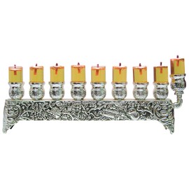 Ner mitvah Flat Silver Plated Oil Menorah
