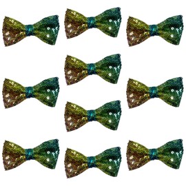 Multi Coloured Sequin Hair Bows Clips Slides Small 2.5" inch Small Straight School Hairbows for Girls 10pcs