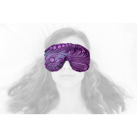 Candi Andi Handmade Opulence Yoga Eye Mask Pillow - Weighted Flaxseed Fill, Unscented, Satin & Velvet, Adjustable Strap - Ideal for Meditation & Restful Sleep -Violet Peacock - TEMF-VP
