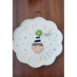Mudpie Today is my Birthday Boy Ceramic Plate by Mudpie