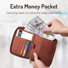 Forvencer Funda Para Pasaporte Con Cierre De Cremallera Seguro, Cartera Premium Para Pasaporte De Viaje, Elegante Tarjetero Con Bloqueo Rfid, Accesorios De Viaje Impermeables Para Hombre.