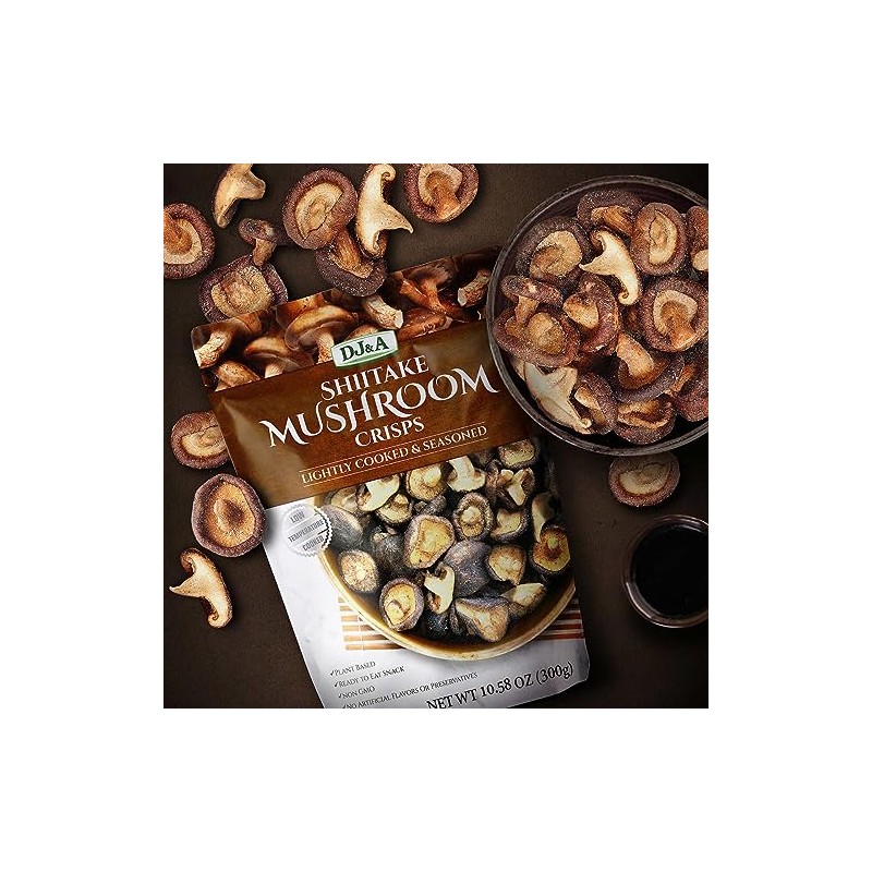 DJ&A Shiitake Mushroom Crisps - Lightly Cooked and Seasoned 10.28