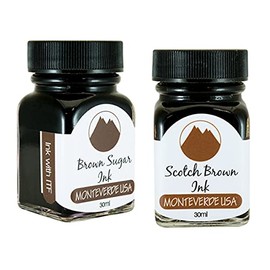Monteverde 60ml Core Fountain Pen Ink Bottle (30ml Brown Sugar Ink Bottle G309BS, 30ml Scotch Brown Ink Bottle G309SB)