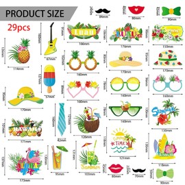 BDSHUNBF 29 Pcs Party Photo Booth Props Kit, Hawaiian Party Photo Booth Props Kit, Party Decorations Photo Booth Props for Summer Pool Party Tropical Party Wedding Decorations