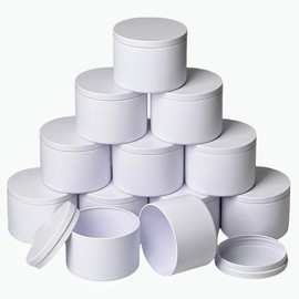 12 PCS Candle Tins 8 OZ Premium Matte Full Golden Candle Jars for Candle Making, Candle Tin with Lids for Candle Making, Bulk Empty Candle Containers（White)