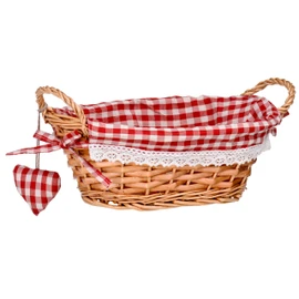 Premier Housewares 1901048 Picnic Basket Bread Basket Wicker Basket Oval Hamper Baskets For Gifts Lining Woven Basket Red H14x W27x D19
